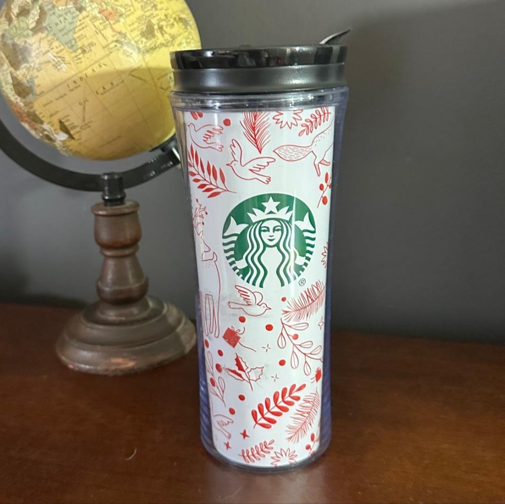 STARBUCKS Christmas Holiday Acrylic Travel Mug Tumbler Cup